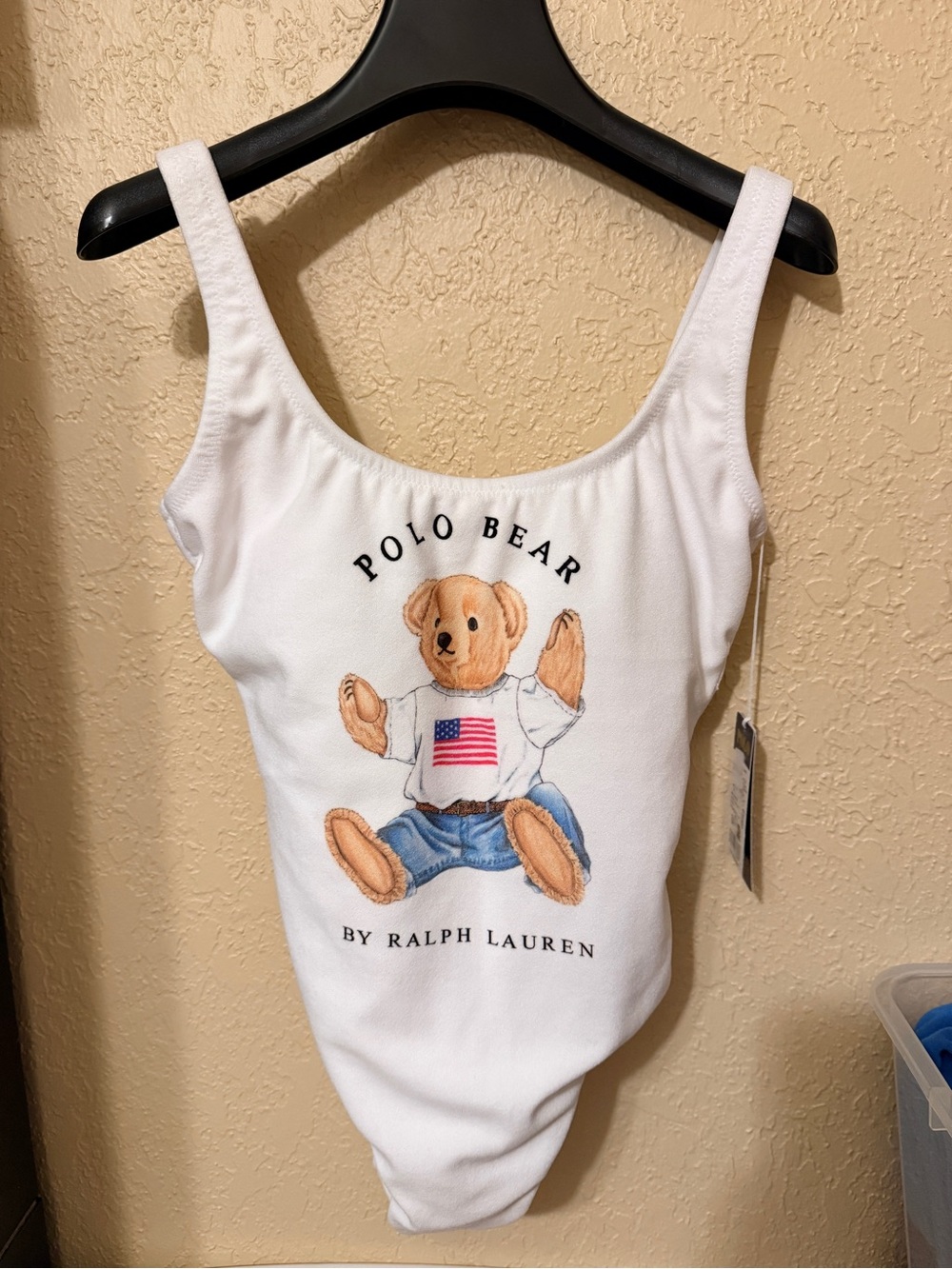 PoloRalph Lauren Polo Bear White Graphic One Piece Swimsuit XS 21698410